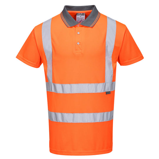 Portwest Hi-Vis Short Sleeve Polo Shirt - RT22 - RIS 3279 TOM Rail Orang

