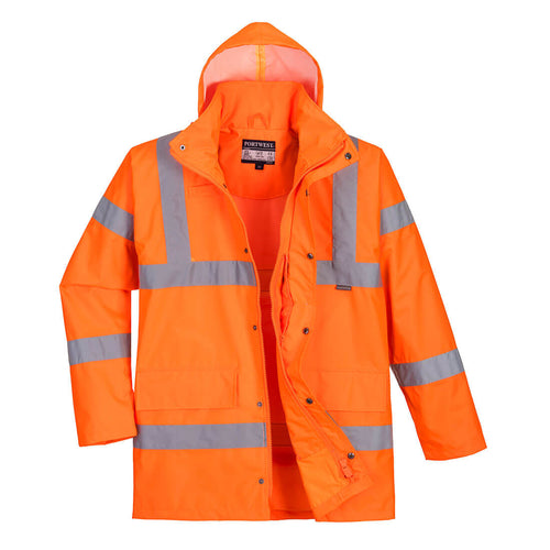 Portwest Hi-Vis Breathable Rain Traffic Jacket - Rail Spec RIS TOM