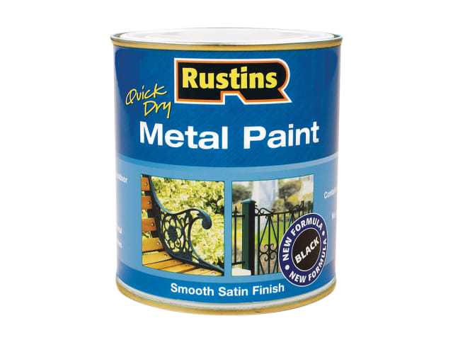 Rustins Quick Dry Metal Paint Smooth Satin Black 250ml