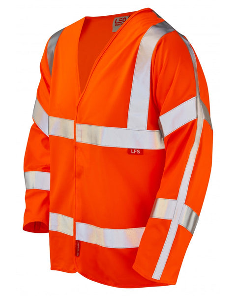 Orange hi-vis long sleeve t-shirt with reflective stripes, front view