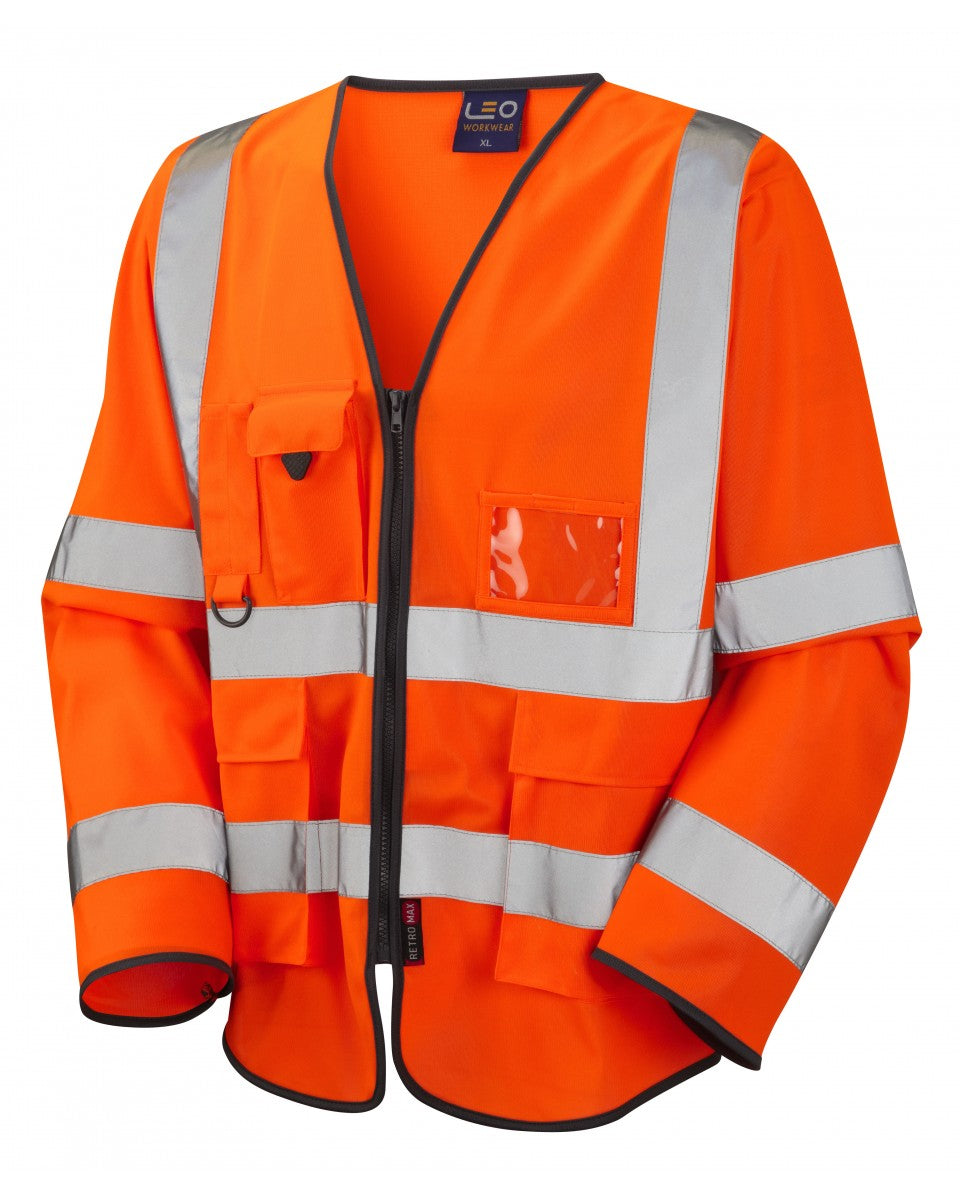Leo Workwear Wrafton Iso 20471 Cl 3 Superior Sleeved Vest - HV Orange