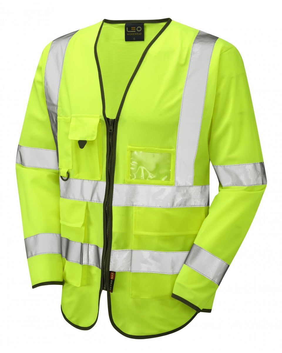 Leo Workwear Wrafton Iso 20471 Cl 3 Superior Sleeved Vest - HV Yellow