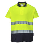 Portwest Hi-Vis Cotton Comfort Short Sleeve Two Tone Polo Shirt - Orange/Yellow/Navy - S174 - thumbnail 2