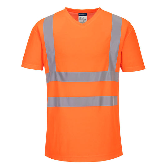 Portwest Hi-Vis Cotton Comfort Mesh Insert T-Shirt Short Sleeved in orange colour
