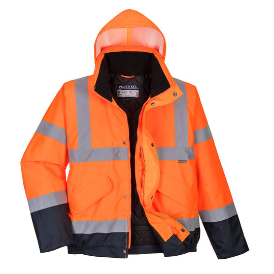 Portwest Hi-Vis Contrast Winter Bomber Jacket  in orange colour