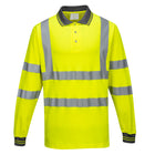 Portwest Hi-Vis Cotton Comfort Long Sleeve Polo Shirt - Orange/Yellow - S271