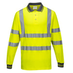 Portwest Hi-Vis Cotton Comfort Long Sleeve Polo Shirt - Orange/Yellow - S271 - thumbnail 2