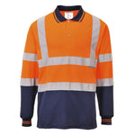 Portwest Hi-Vis Contrast Long Sleeve Polo Shirt - Orange/Yellow - S279 - thumbnail 1