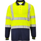 Portwest Hi-Vis Contrast Long Sleeve Polo Shirt - Orange/Yellow - S279