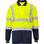 Portwest Hi-Vis Contrast Long Sleeve Polo Shirt - Orange/Yellow - S279 - thumbnail 2