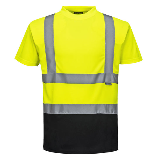Portwest Hi-Vis Contrast Short Sleeve T-Shirt in Yellow/Black
