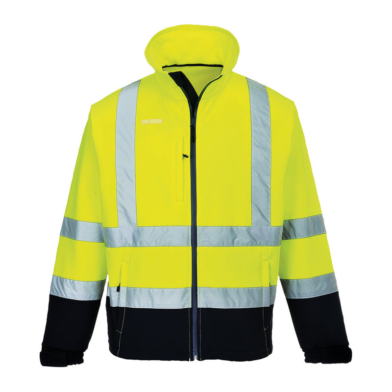 Portwest Hi-Vis Contrast Softshell Jacket in Yellow/Navy