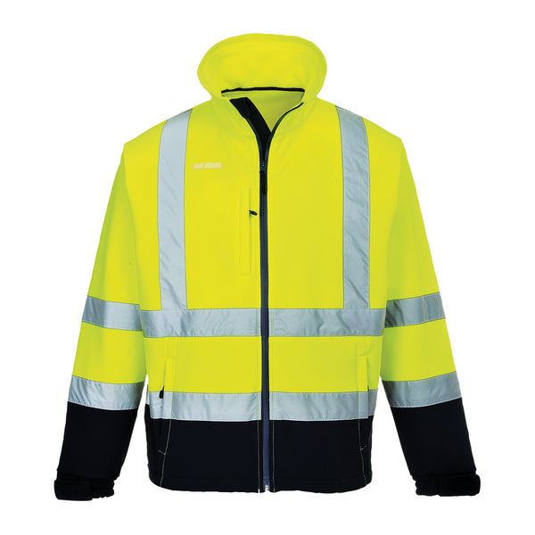 Portwest Hi-Vis Contrast Softshell Jacket in Yellow/Navy