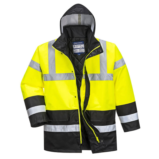 Portwest Hi-Vis Contrast Winter Traffic Jacket in Yellow/Black