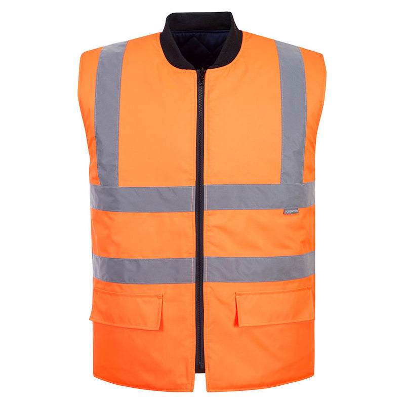 Portwest Hi-Vis Reversible Bodywarmer in Orange