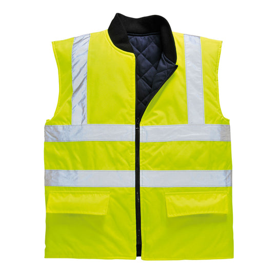 Portwest Hi-Vis Reversible Bodywarmer in Yellow