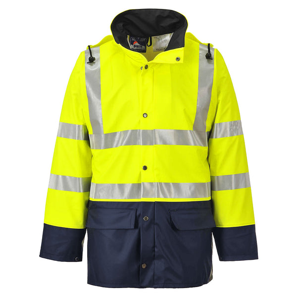 Portwest Sealtex Ultra Hi-Vis Contrast Rain Jacket in Yellow/Navy