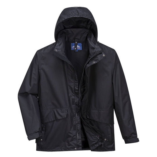 Black Portwest Argo Breathable 3-in-1 Jacket S507 with removable inner fleece layer