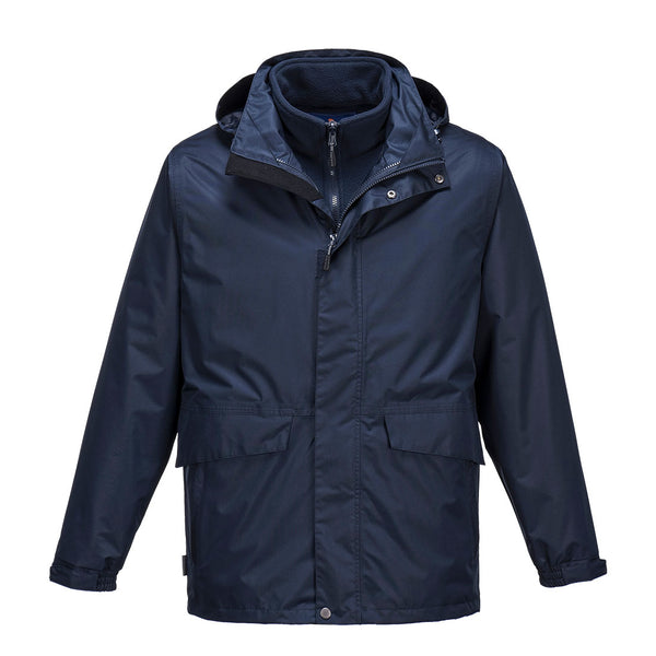 Navy Portwest Argo Breathable 3-in-1 Jacket S507 with waterproof outer shell and fleece