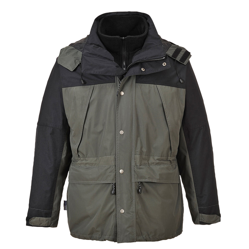 Grey Portwest Orkney 3-in-1 Breathable Jacket S532 with zip-out inner jacket for layering