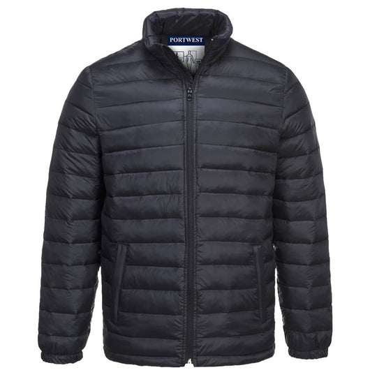Black Portwest Aspen Baffle Jacket S543 with quilted insulation and full front zip