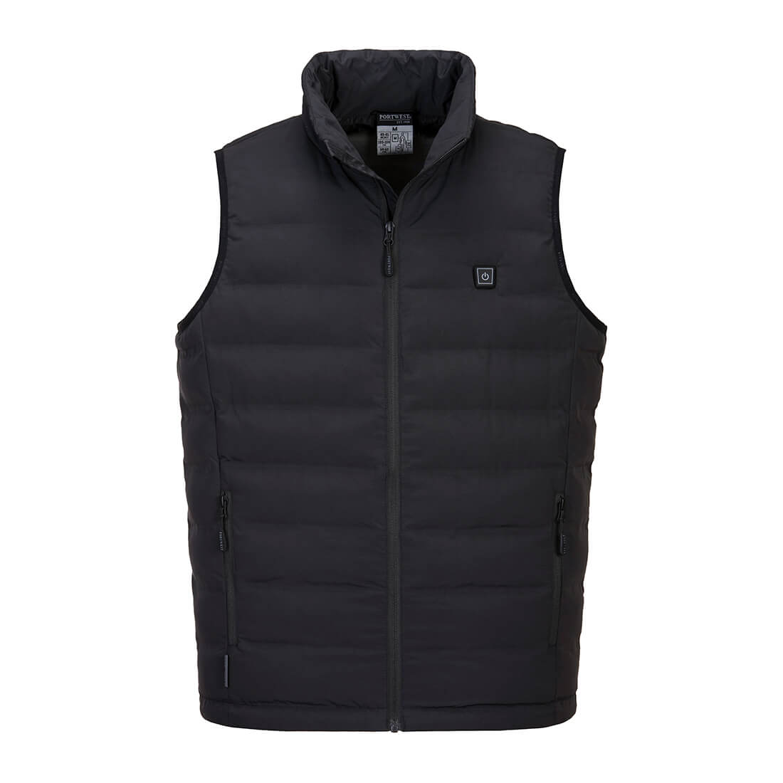 Black Portwest Heated Tunnel Gilet S549 with ultrasonic panels and thermal insulation