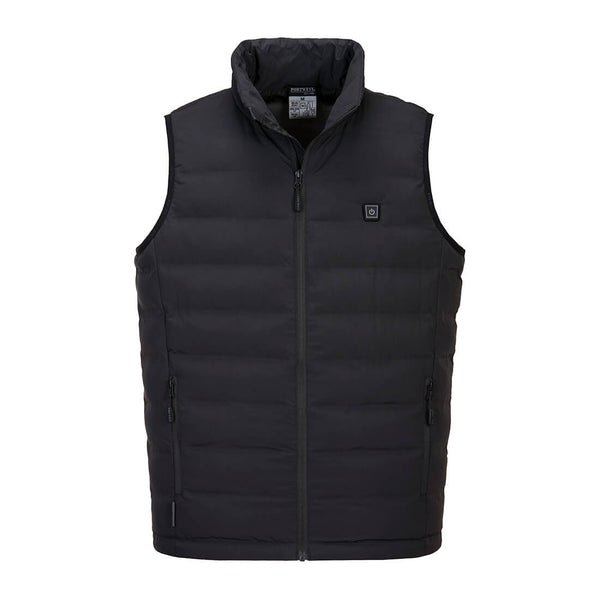 Black Portwest Heated Tunnel Gilet S549 with ultrasonic panels and thermal insulation