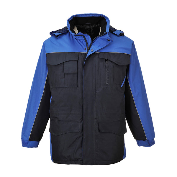 Navy Portwest RS Parka S562 designed for cold environments with safety visibility