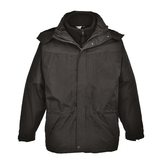 Black Portwest Aviemore 3-in-1 Men’s Jacket S570 with zip-out fleece and waterproof shell
