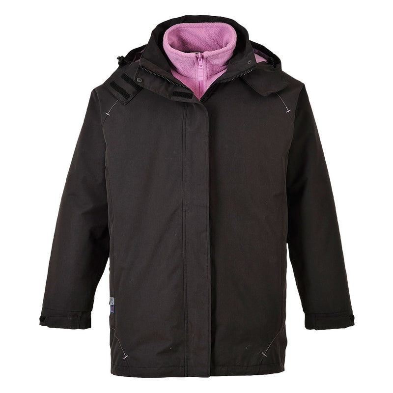Black Portwest Elgin 3-in-1 Women’s Jacket S571 with tailored fit and fleece inner layer