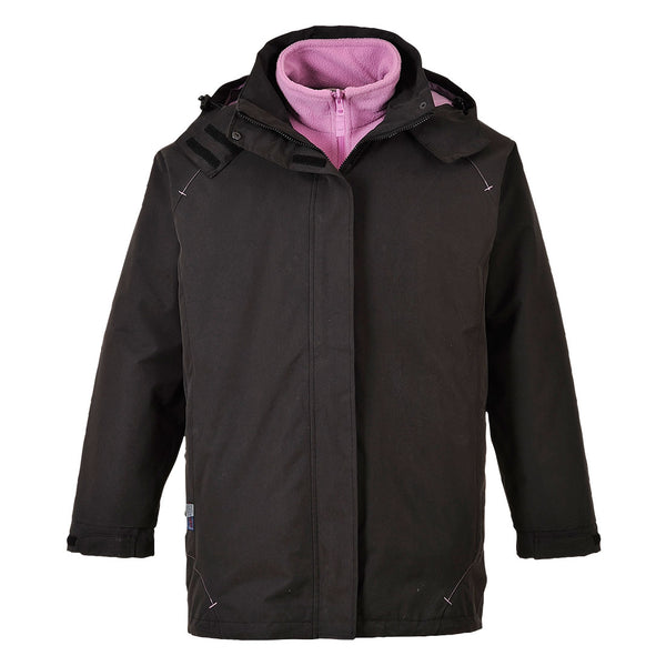 Black Portwest Elgin 3-in-1 Women’s Jacket S571 with tailored fit and fleece inner layer