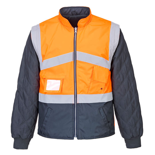 Portwest Hi-Vis Breathable 2-in-1 Contrast Reversible Jacket S769 in Orange/Navy color