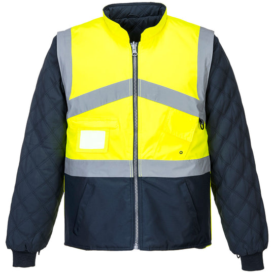 Portwest Hi-Vis Breathable 2-in-1 Contrast Reversible Jacket S769 in Yellow/Navy color