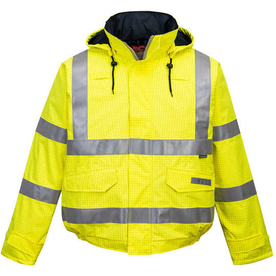 Portwest Bizflame Rain Hi-Vis Antistatic Flame-Resistant Bomber Jacket S773 in Yellow color