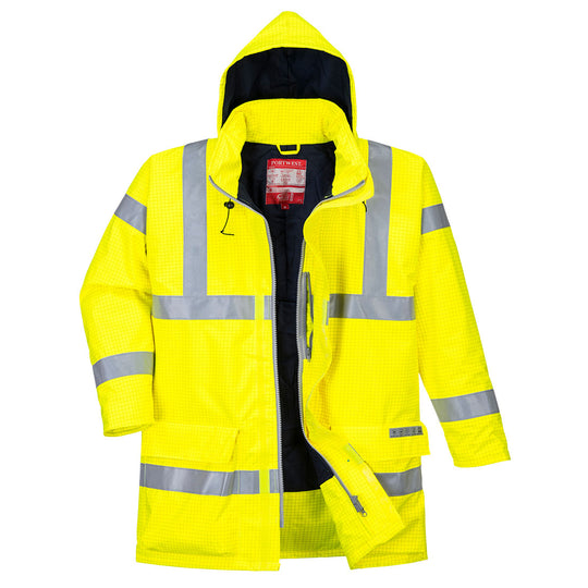 Portwest hi‑vis coverall in yellow with safety reflective stripes