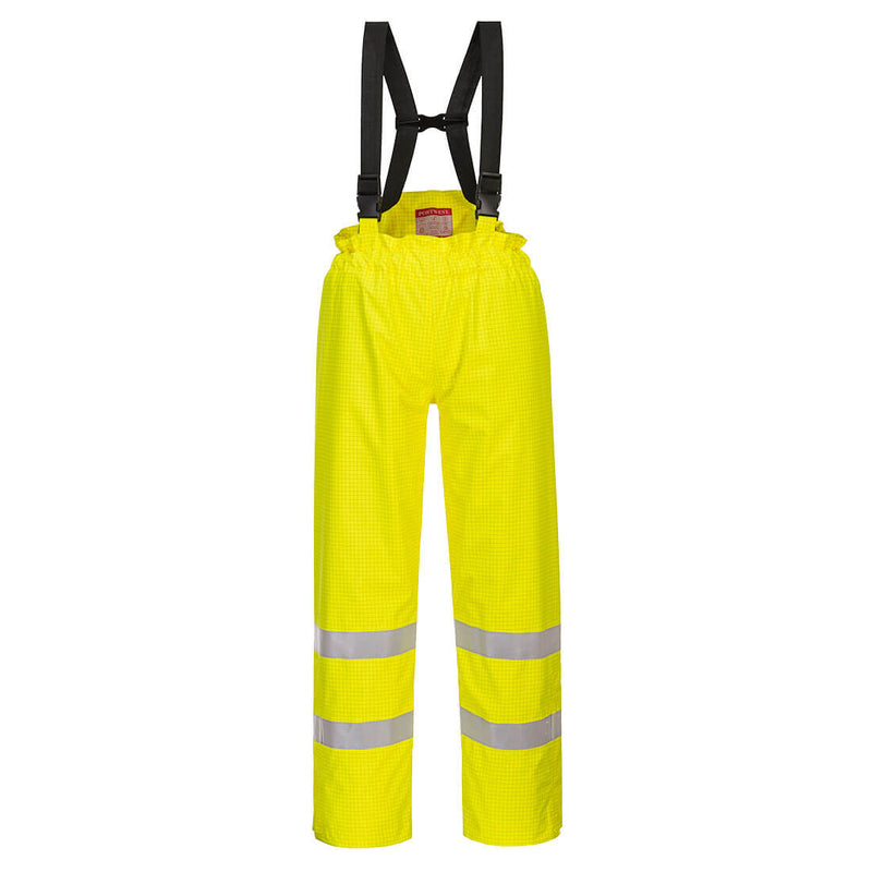 Portwest Bizflame Rain Lined Hi-Vis FR Trouser S781 in yellow.