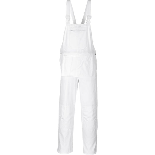 Portwest CW12 Warsaw Bib and Brace in White, made from durable Texo cotton for comfort.