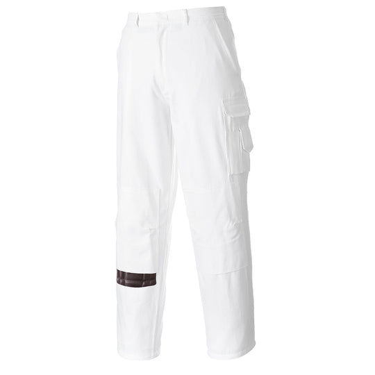 Alternate style of the Portwest Painters Trouser S817 in white.