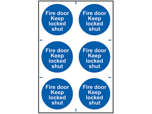 Scan Fire Door Keep Locked Shut - 6 PVC Signs 100 x 100mm