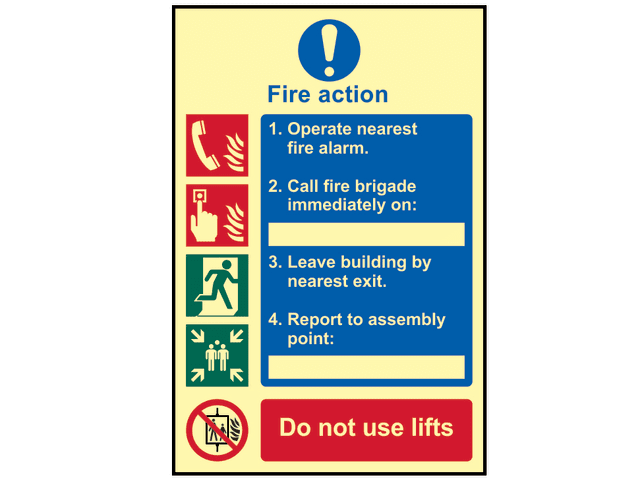 Scan Fire Action Procedure - Photoluminescent Sign 200 x 300mm