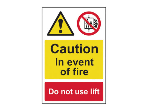 Scan Caution Event of Fire Do Not Use Lift - PVC Sign 200 x 300mm