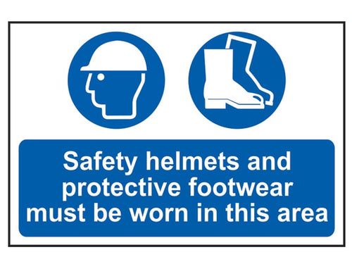 Scan Safety Helmets & Footwear To Be Worn - PVC Sign 600 x 400mm