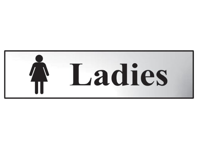 Scan Sign - Ladies Bathroom - Polished Chrome Effect 200 x 50mm