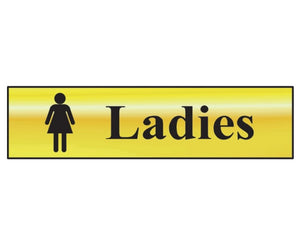 Scan Sign - Ladies Bathroom - Polished Brass Effect 200 x 50mm