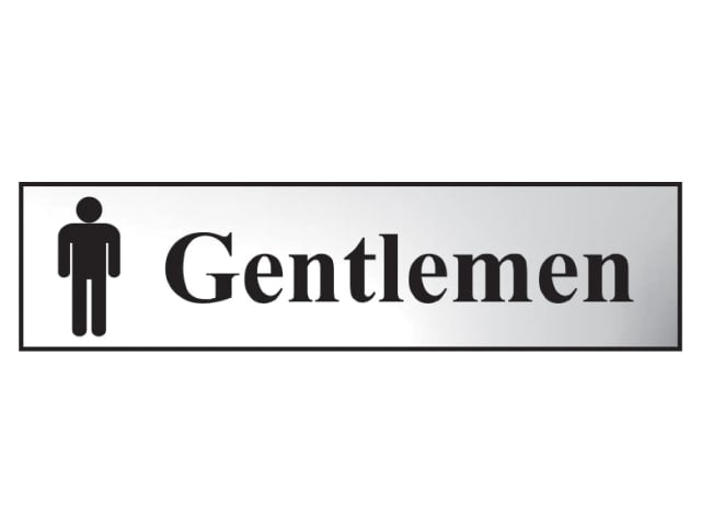 Scan Sign - Gentlemen Bathroom - Polished Chrome Effect 200 x 50mm