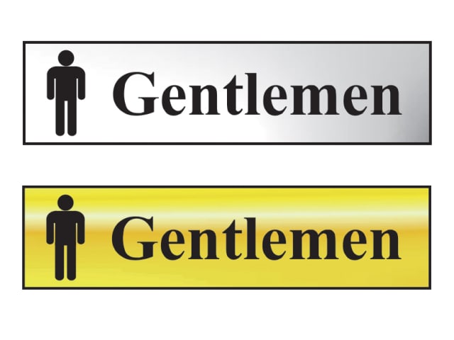 Scan Sign - Gentlemen Bathroom - Polished Chrome and Brass Effect 200 x 50mm