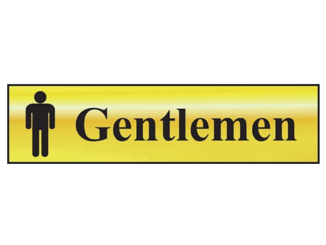 Scan Sign - Gentlemen Bathroom - Polished Brass Effect 200 x 50mm