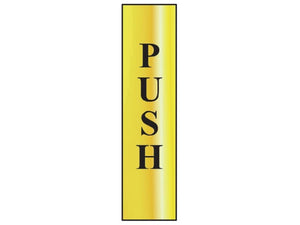 Scan Sign Push (Vertical) - Polished Brass Effect 50 x 200mm