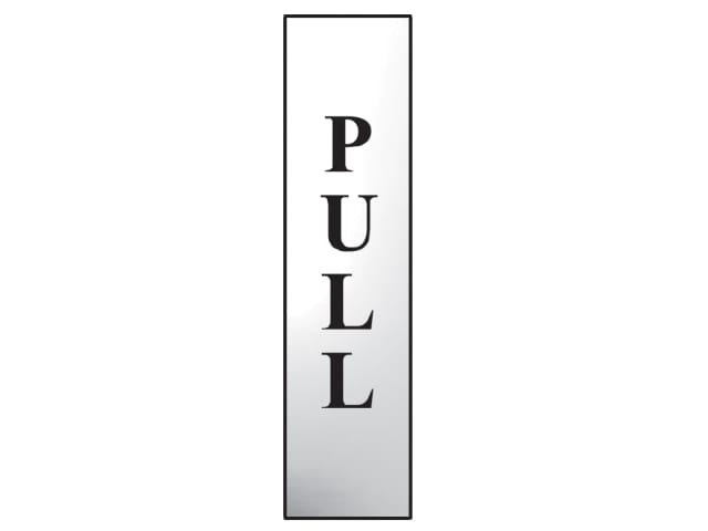 Scan Pull Vertical Sign (50 x 200mm) - Polished Chrome Effect 50 x 200mm