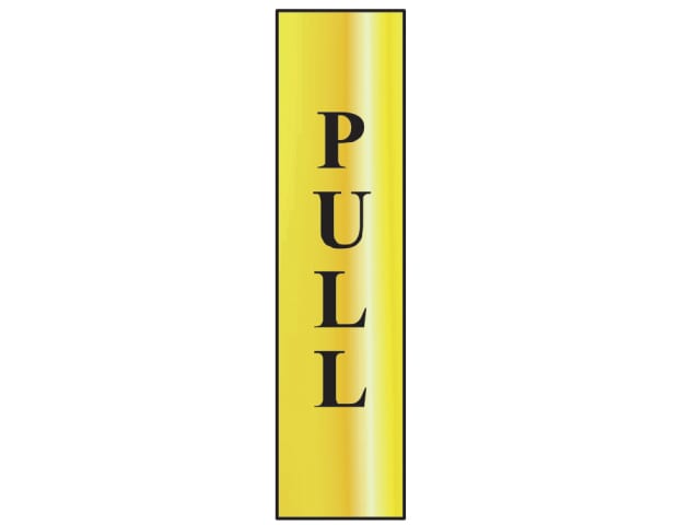 Scan Pull Vertical Sign (50 x 200mm) - Polished Brass Effect 50 x 200mm